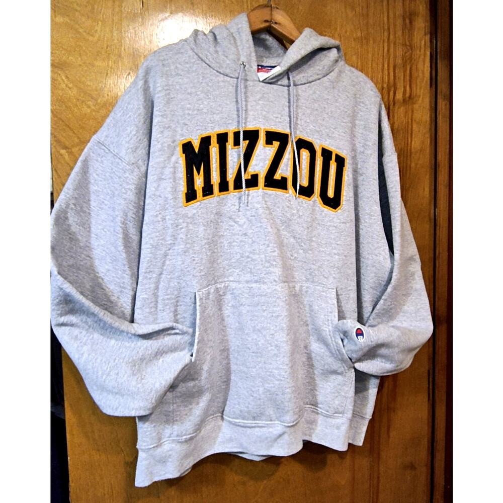 1887. Mizzou Tigers Champion Gray Hooded Sweatshirt Size XXL - Picture 3 of 6